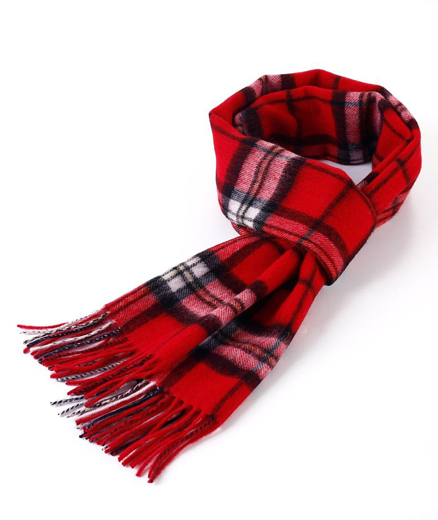 Lucchi Italy 100% Pure Cashmere Scarf Scottish Thomson Red Check Design