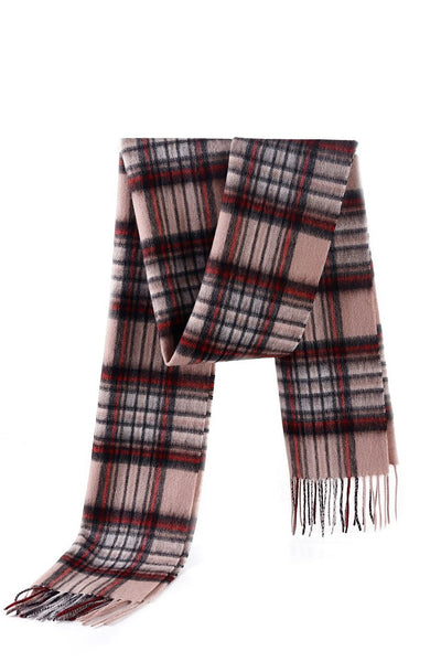 Lucchi Italy 100% Pure Cashmere Scarf Stewart Camel Tartan - Big Size