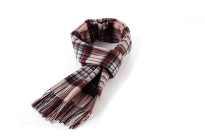 Lucchi Italy 100% Pure Cashmere Scarf Stewart Camel Tartan - Big Size
