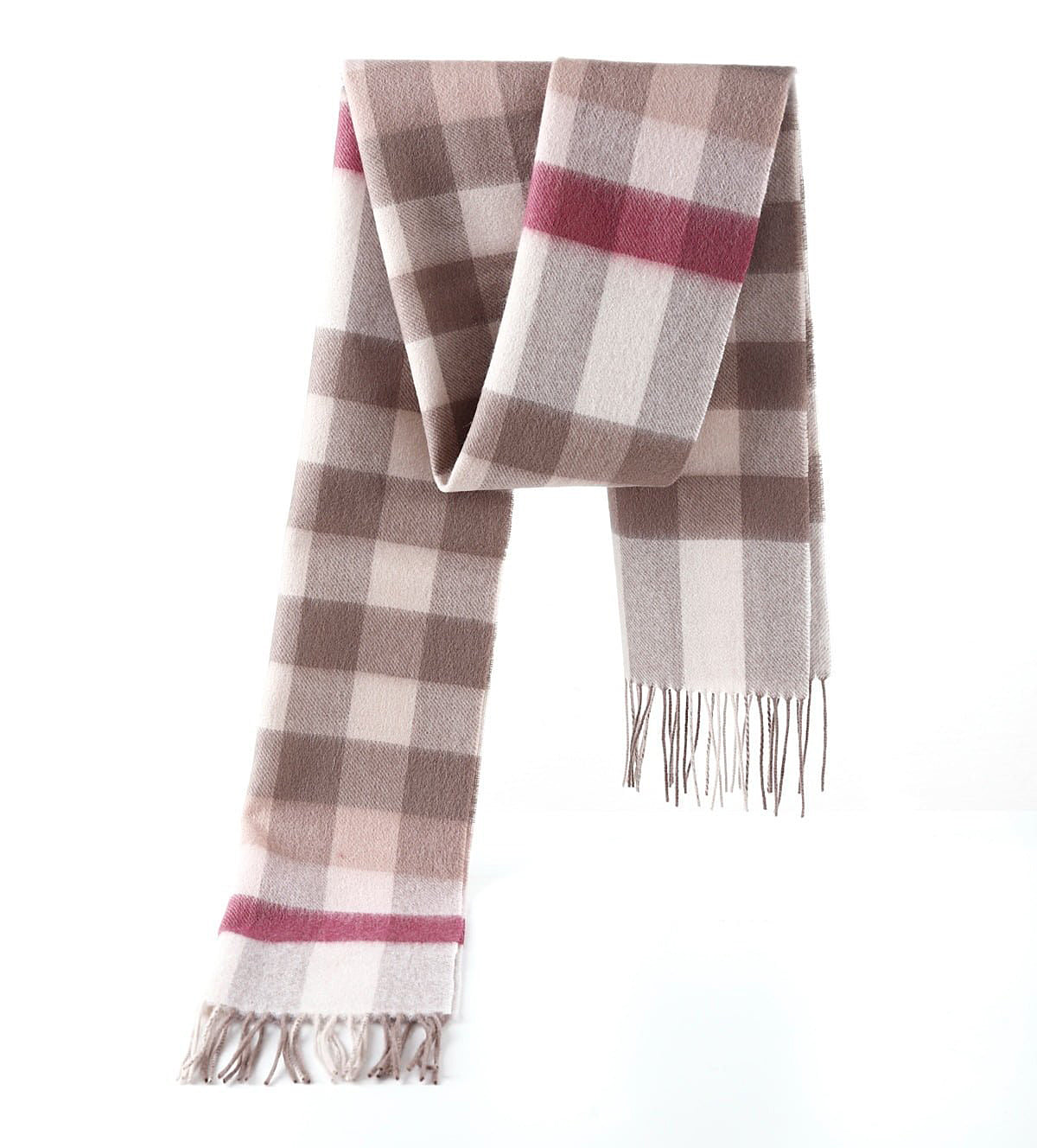 100% Pure Children's Cashmere Pink Check Scarf