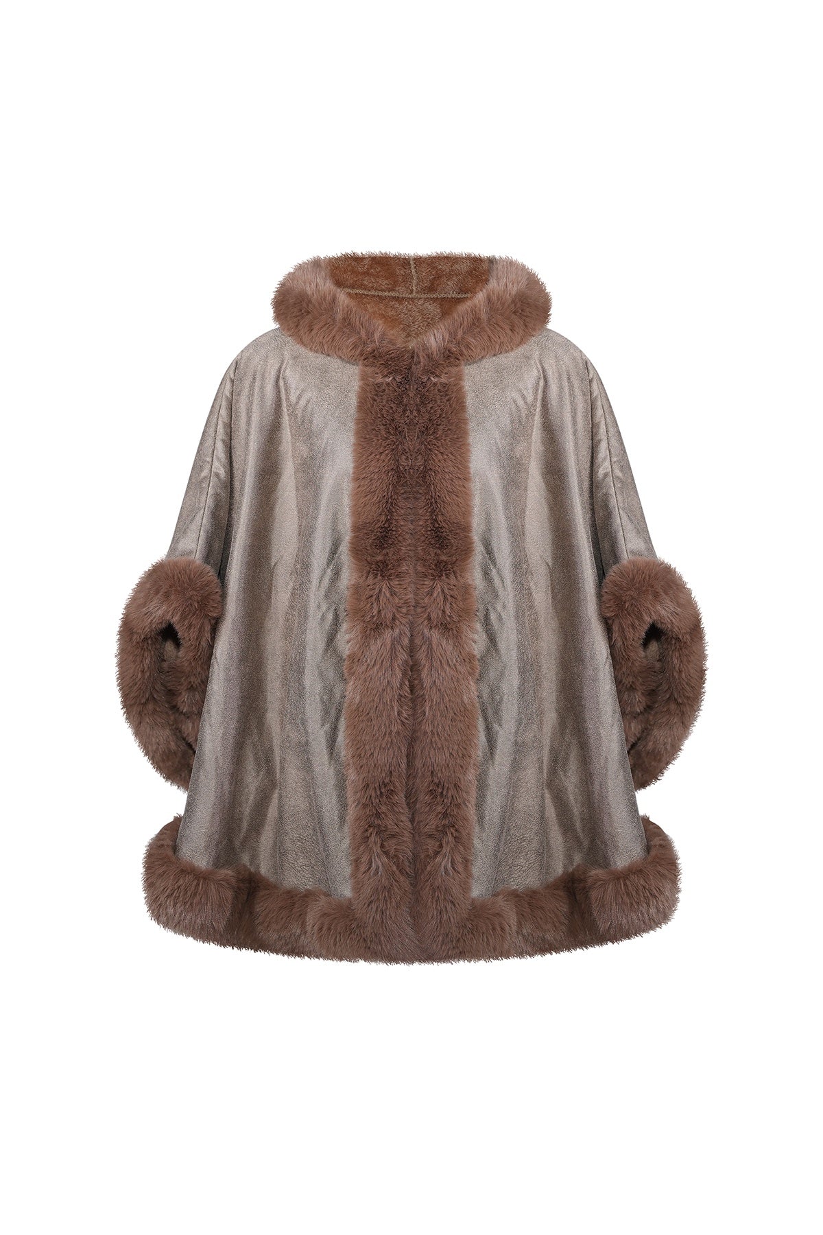 Lucchi Italy Women's Hooded Cape - Brown