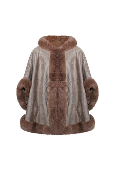 Lucchi Italy Women's Hooded Cape - Brown