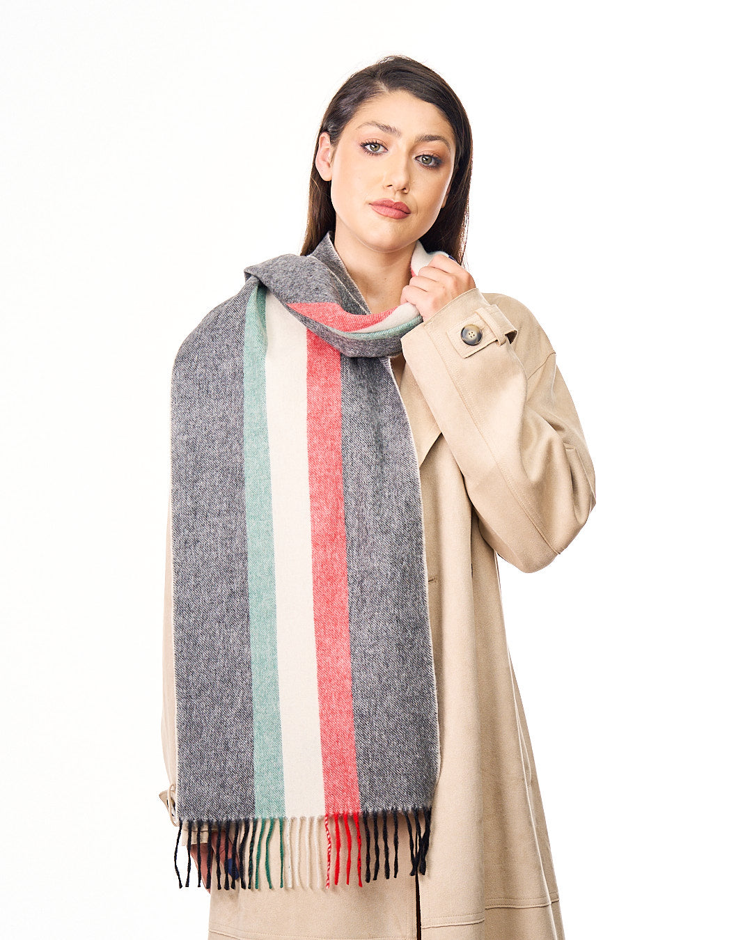 Lucchi Italy Designer Scarf Milano Grey Scarf 100% Pure wool