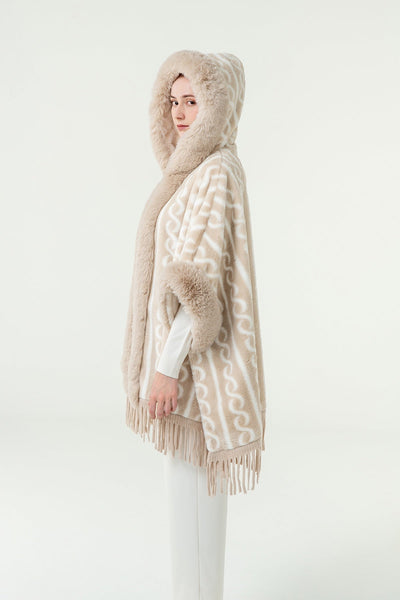 Lucchi Italy Women's Hooded Cape - Cream