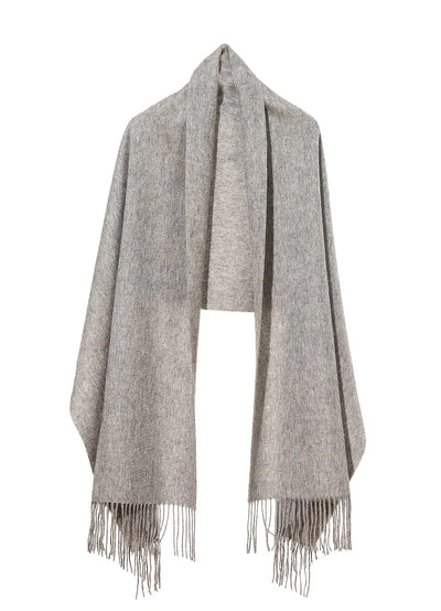 Lucchi Italy Plain Scarf Grey Oversized Wrap 100% Pure Lambswool