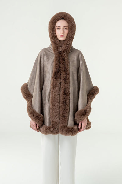 Lucchi Italy Women's Hooded Cape - Brown