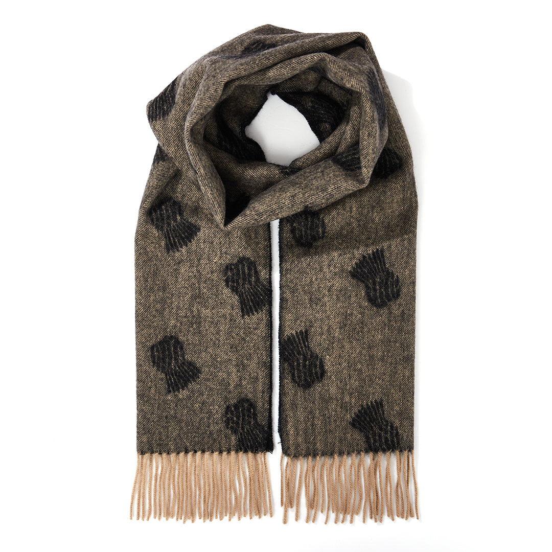 Lucchi Italy Thistle Small Charcoal Scarf 100% Pure Lambswool