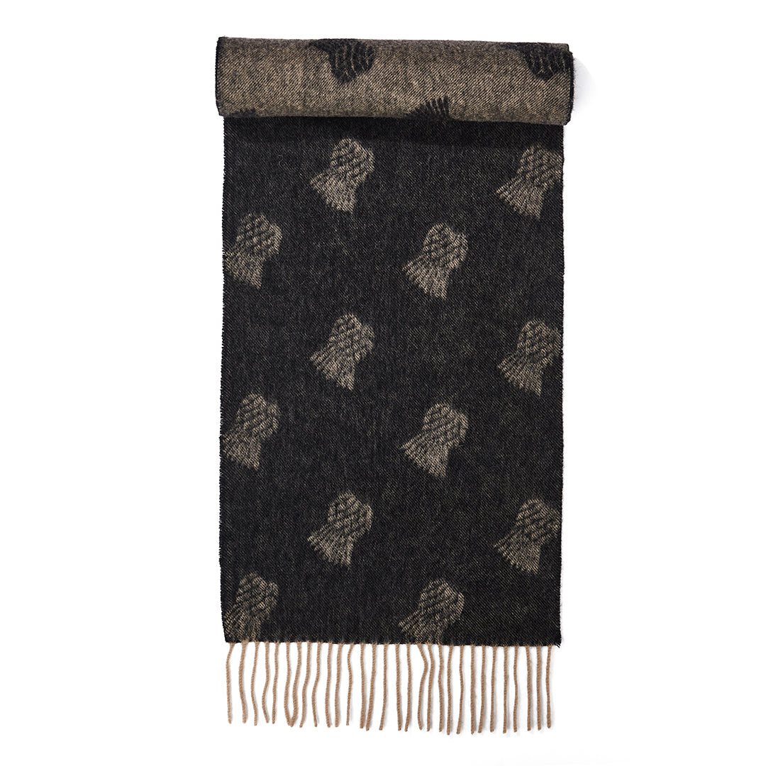 Lucchi Italy Thistle Small Charcoal Scarf 100% Pure Lambswool