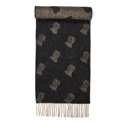 Lucchi Italy Thistle Small Charcoal Scarf 100% Pure Lambswool
