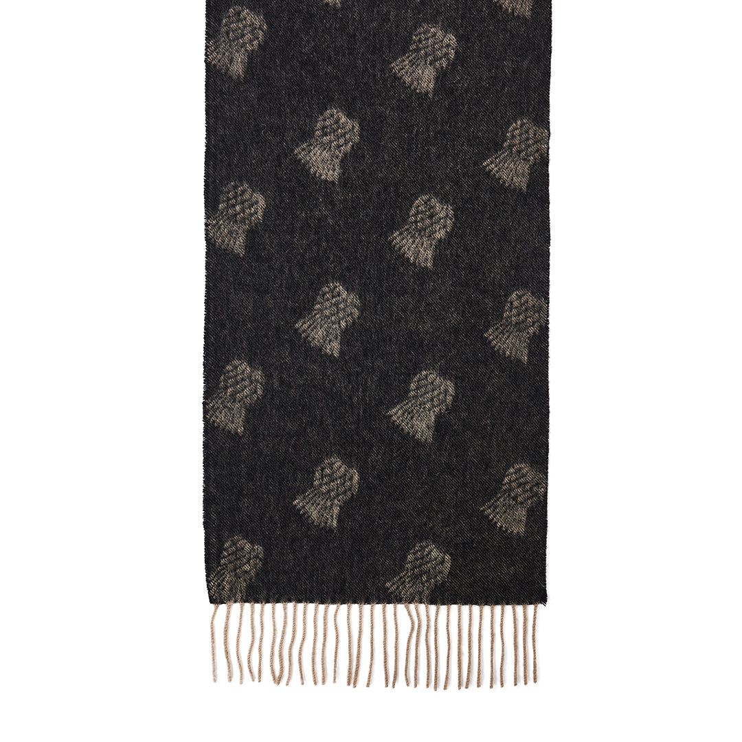 Lucchi Italy Thistle Small Charcoal Scarf 100% Pure Lambswool
