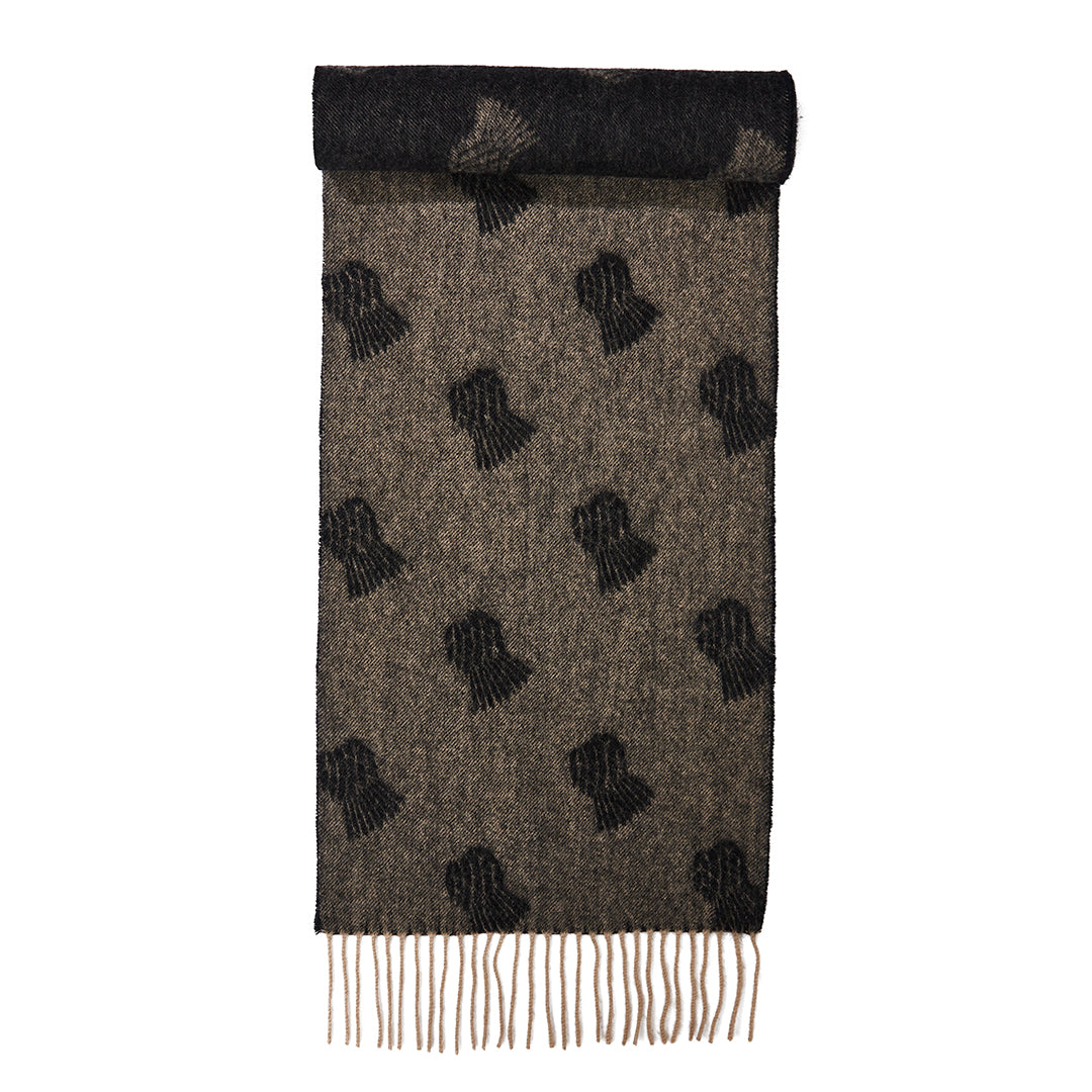 Lucchi Italy Thistle Small Charcoal Scarf 100% Pure Lambswool
