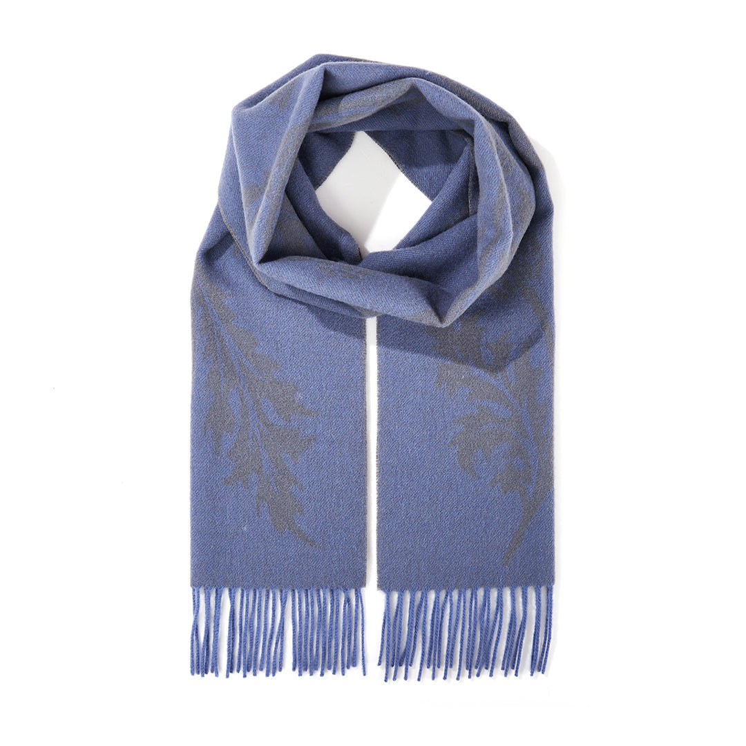 Lucchi Italy Single Thistle Blue Scarf 100% Pure Lambswool