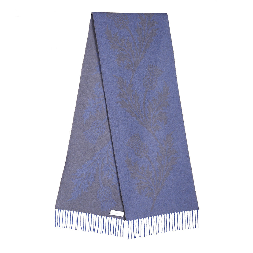 Lucchi Italy Single Thistle Blue Scarf 100% Pure Lambswool
