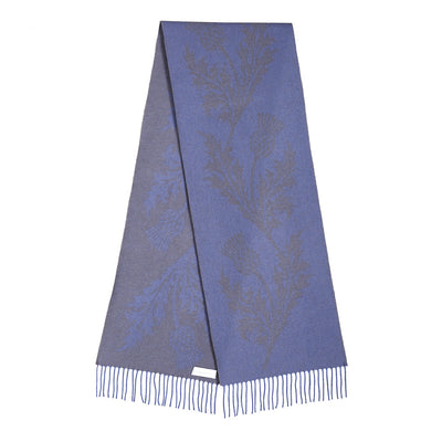 Lucchi Italy Single Thistle Blue Scarf 100% Pure Lambswool