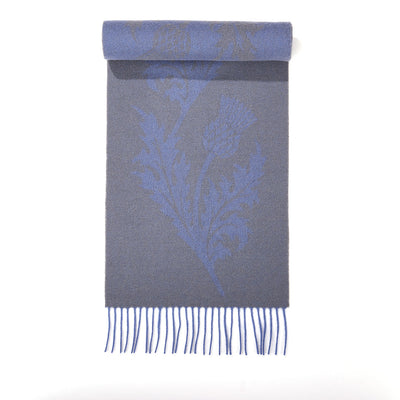 Lucchi Italy Single Thistle Blue Scarf 100% Pure Lambswool