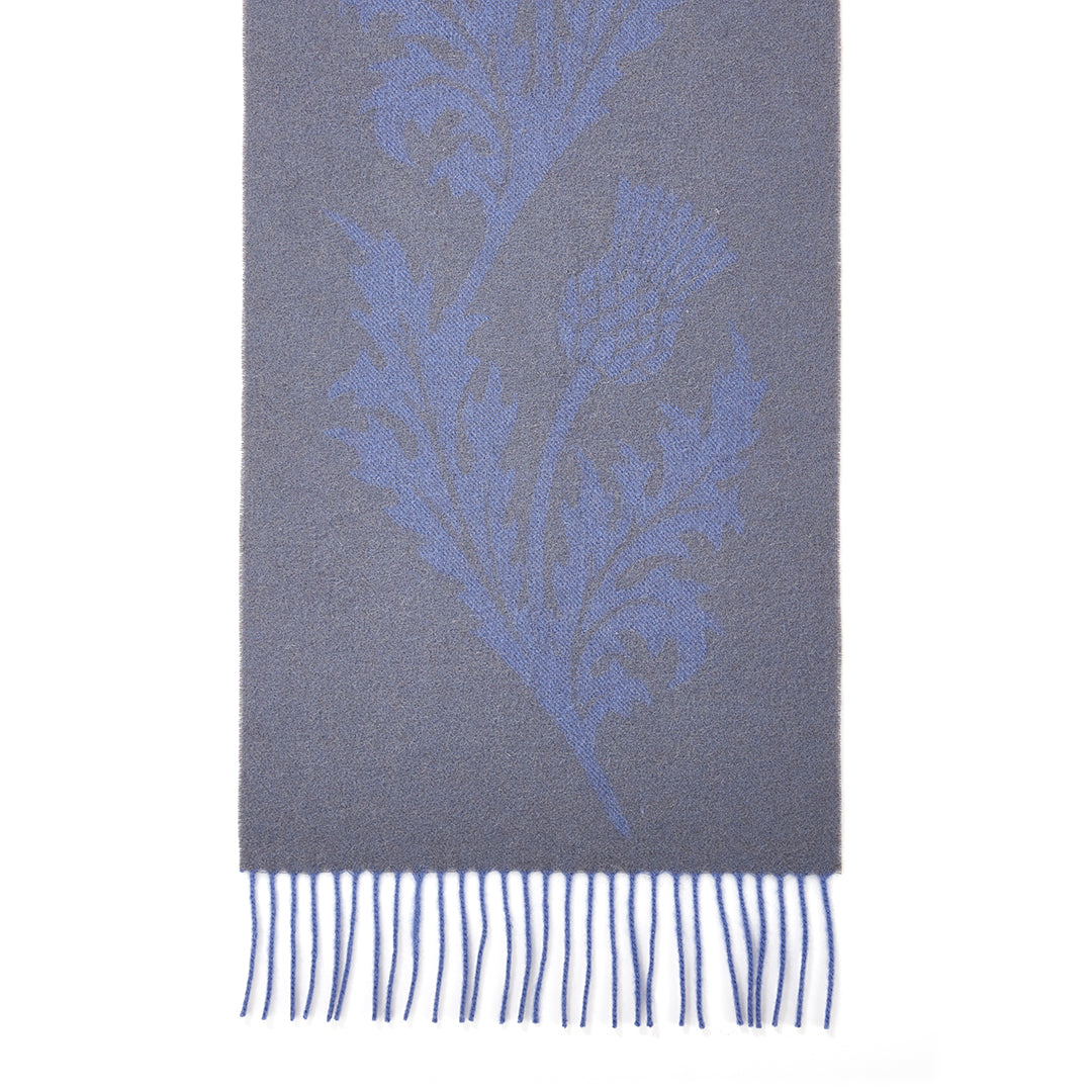 Lucchi Italy Single Thistle Blue Scarf 100% Pure Lambswool