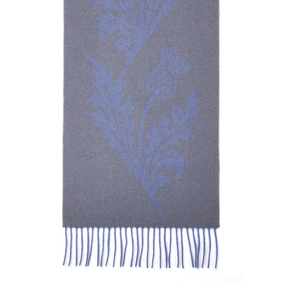 Lucchi Italy Single Thistle Blue Scarf 100% Pure Lambswool