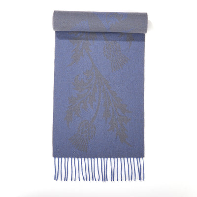 Lucchi Italy Single Thistle Blue Scarf 100% Pure Lambswool