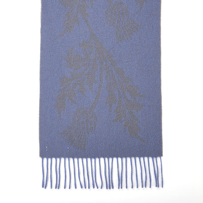 Lucchi Italy Single Thistle Blue Scarf 100% Pure Lambswool