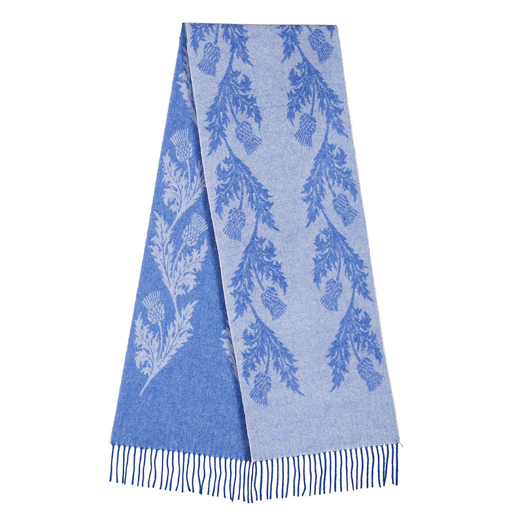 Lucchi Italy Double Thistle Blue Scarf 100% Pure Lambswool