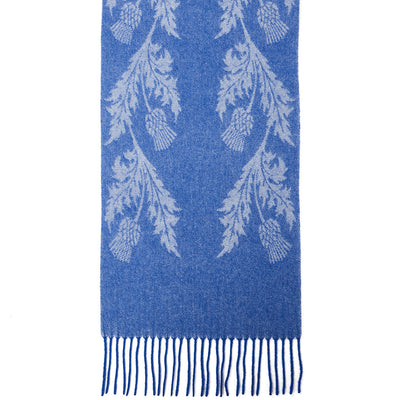 Lucchi Italy Double Thistle Blue Scarf 100% Pure Lambswool