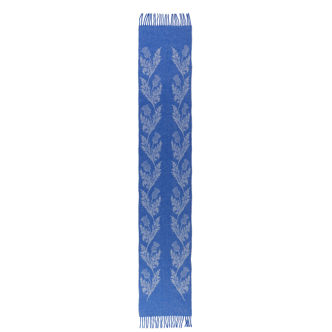 Lucchi Italy Double Thistle Blue Scarf 100% Pure Lambswool