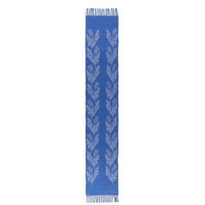 Lucchi Italy Double Thistle Blue Scarf 100% Pure Lambswool