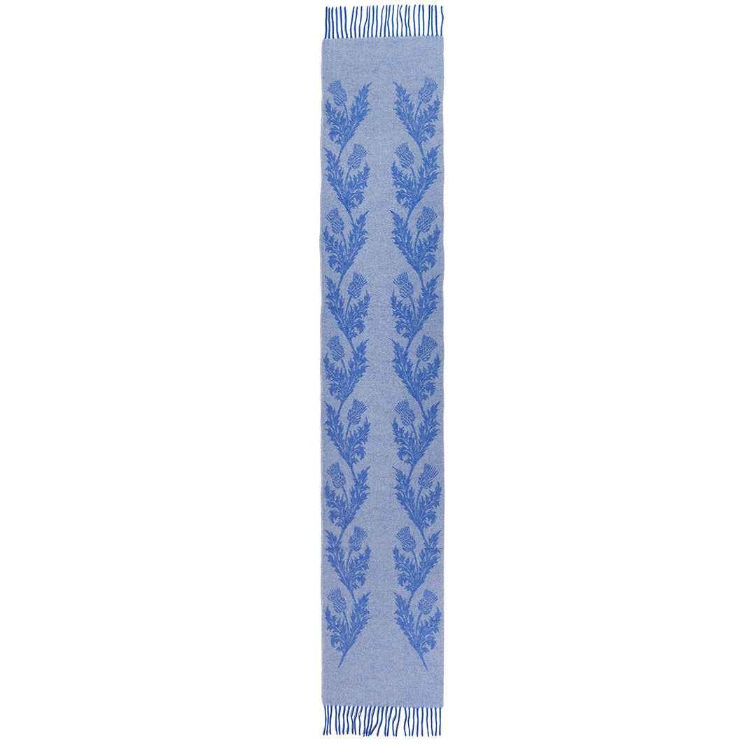 Lucchi Italy Double Thistle Blue Scarf 100% Pure Lambswool