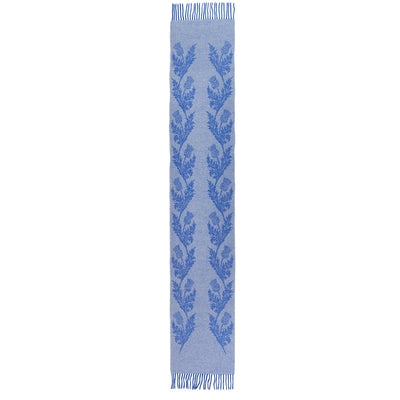 Lucchi Italy Double Thistle Blue Scarf 100% Pure Lambswool