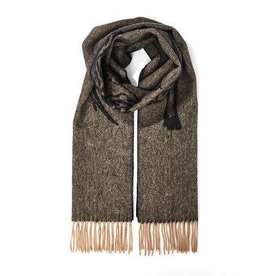 Lucchi Italy Full Stag Charcoal Scarf 100% Pure Lambswool