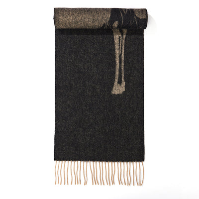 Lucchi Italy Full Stag Charcoal Scarf 100% Pure Lambswool