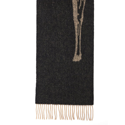 Lucchi Italy Full Stag Charcoal Scarf 100% Pure Lambswool