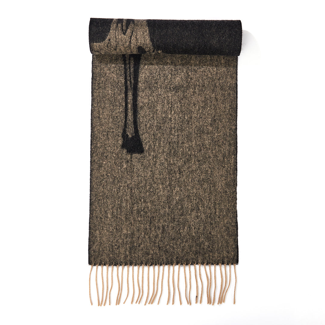 Lucchi Italy Full Stag Charcoal Scarf 100% Pure Lambswool