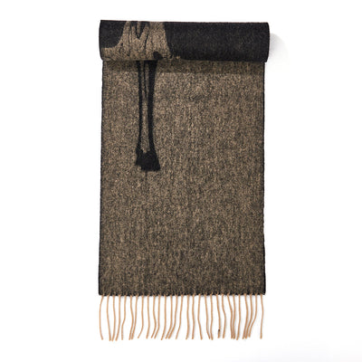 Lucchi Italy Full Stag Charcoal Scarf 100% Pure Lambswool