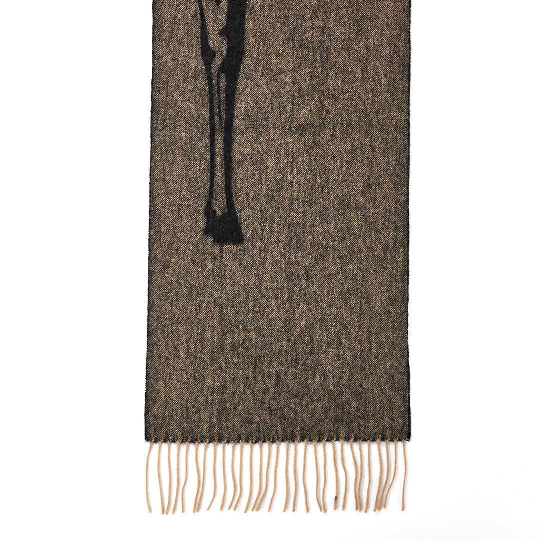 Lucchi Italy Full Stag Charcoal Scarf 100% Pure Lambswool
