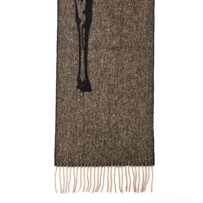 Lucchi Italy Full Stag Charcoal Scarf 100% Pure Lambswool