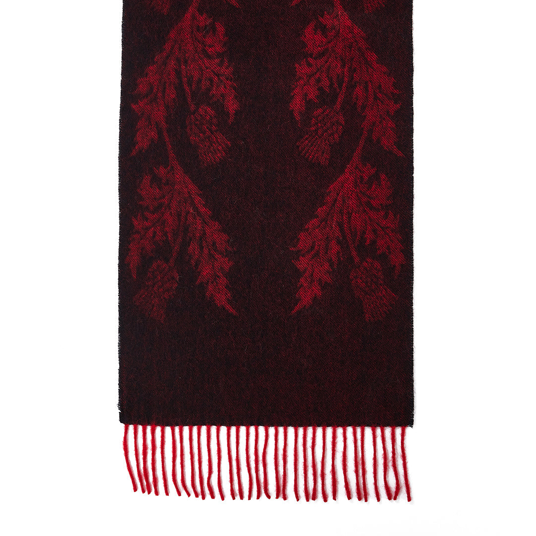 Lucchi Italy Double Thistle Red Scarf 100% Pure Lambswool