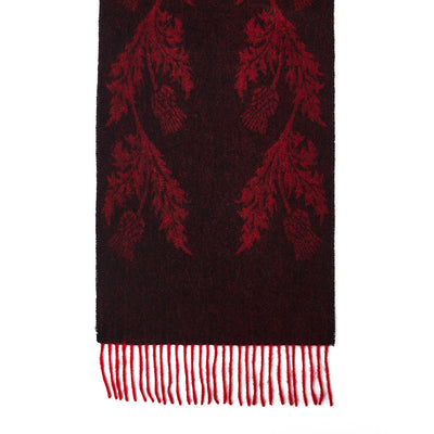 Lucchi Italy Double Thistle Red Scarf 100% Pure Lambswool