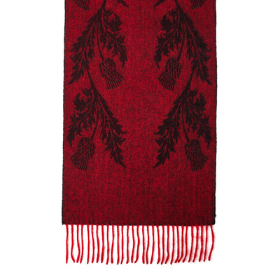 Lucchi Italy Double Thistle Red Scarf 100% Pure Lambswool