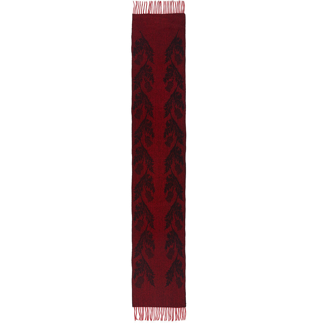 Lucchi Italy Double Thistle Red Scarf 100% Pure Lambswool