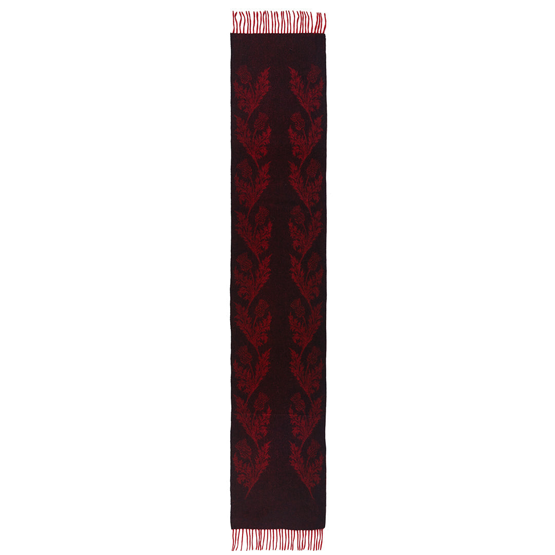 Lucchi Italy Double Thistle Red Scarf 100% Pure Lambswool