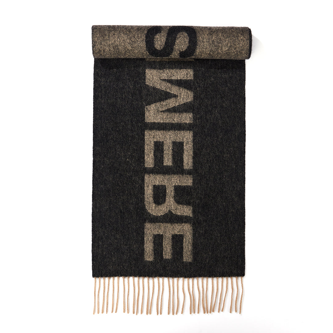 Lucchi Italy Edinburgh Charcoal Scarf 100% Pure Lambswool