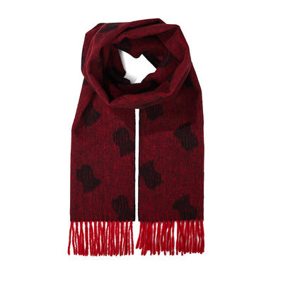 Lucchi Italy Thistle Small Red Scarf 100% Pure Lambswool