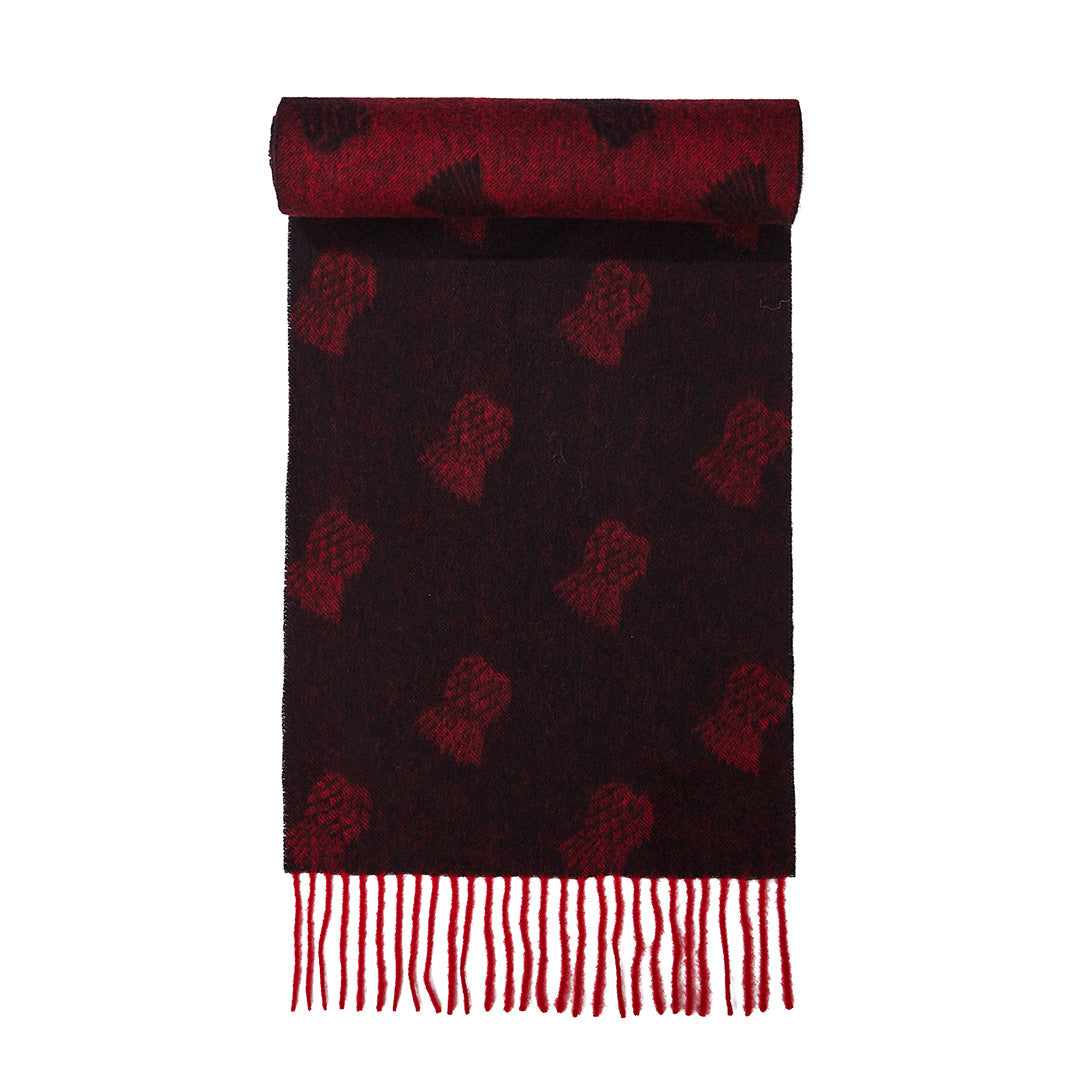 Lucchi Italy Thistle Small Red Scarf 100% Pure Lambswool