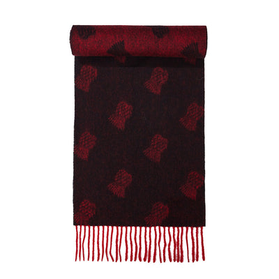 Lucchi Italy Thistle Small Red Scarf 100% Pure Lambswool
