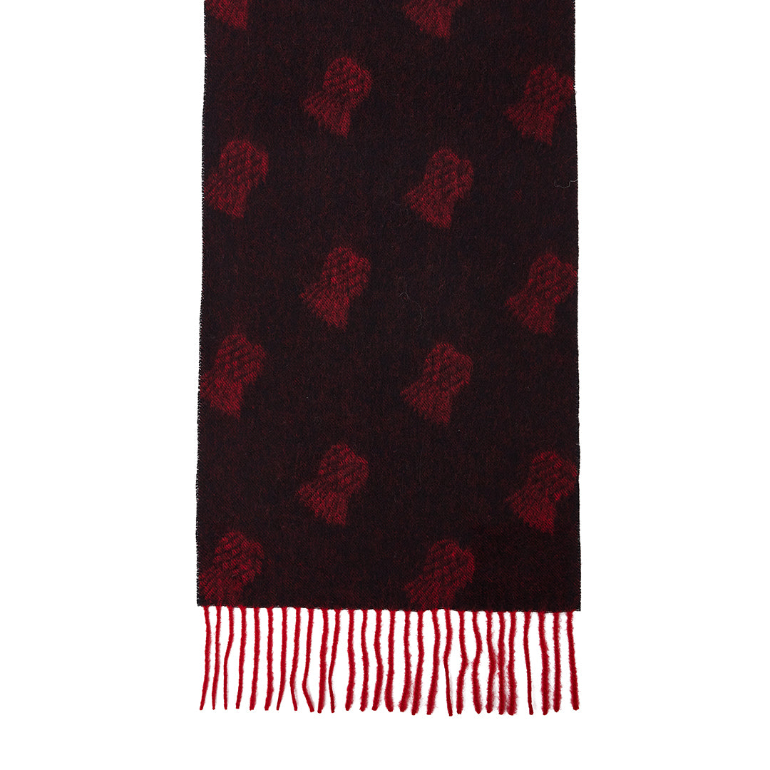 Lucchi Italy Thistle Small Red Scarf 100% Pure Lambswool