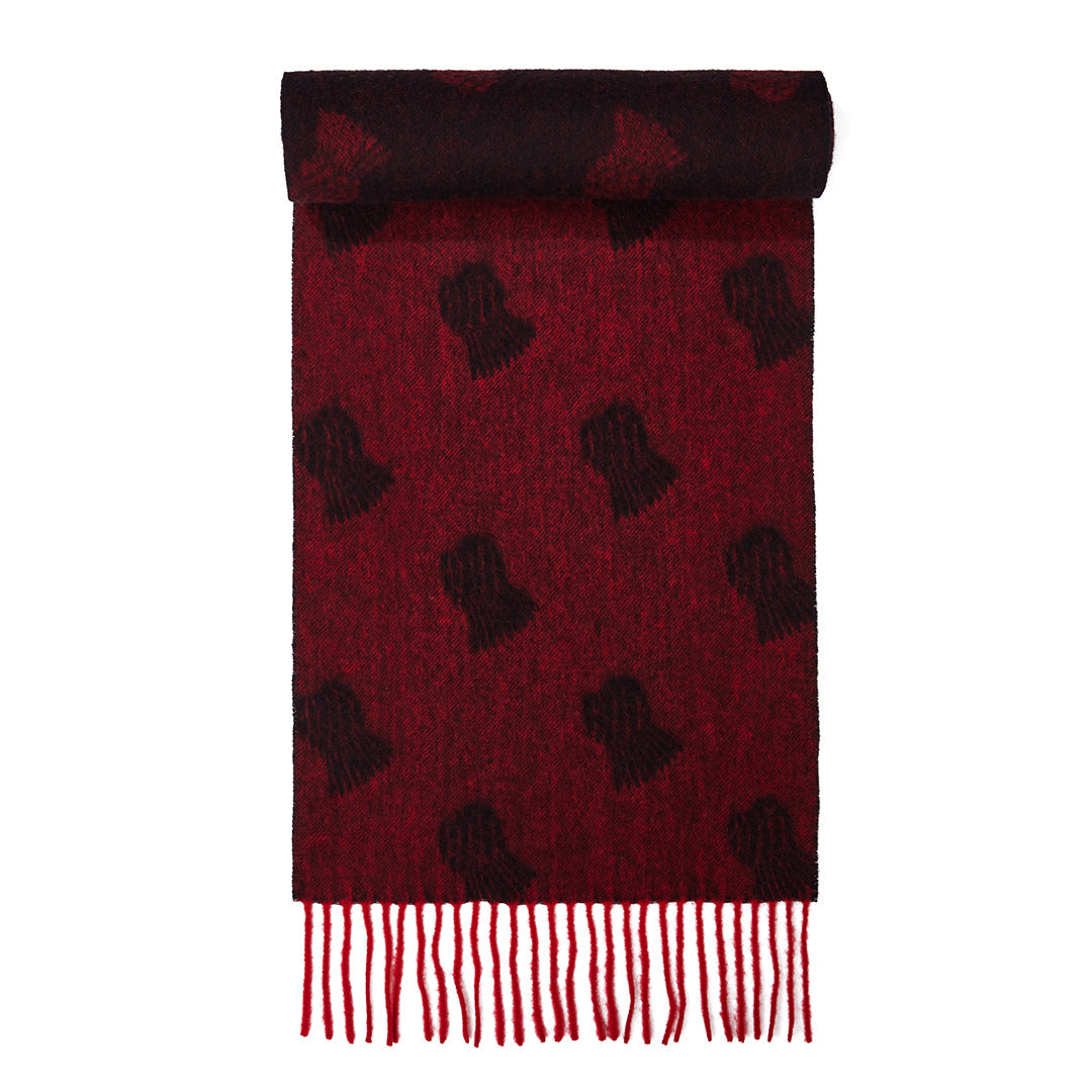 Lucchi Italy Thistle Small Red Scarf 100% Pure Lambswool