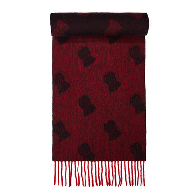 Lucchi Italy Thistle Small Red Scarf 100% Pure Lambswool