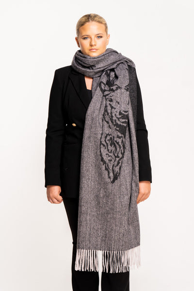 Lucchi Italy Stag Grey Scarf 100% Pure Lambswool