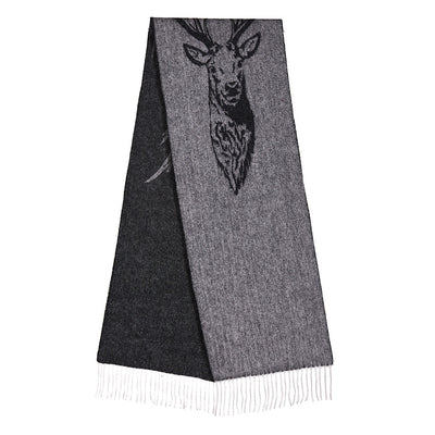 Lucchi Italy Stag Grey Scarf 100% Pure Lambswool